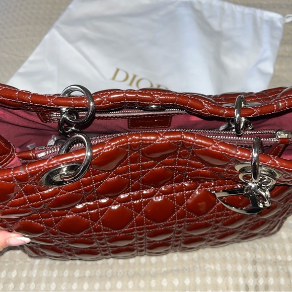 Authentic Dior Patent Cannage Quilted Tote in Deep Burgundy- FREE COA - Picture 8 of 8
